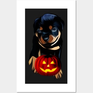 Happy Rottweiler Halloween Posters and Art